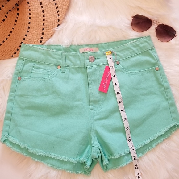 NWOT Refuge High Waisted Vintage Cheeky Short Mint - Picture 3 of 5
